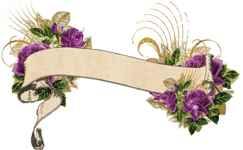 Purple And Gold Vintage - Watercolor Floral Banner Png (1024x635), Png Download