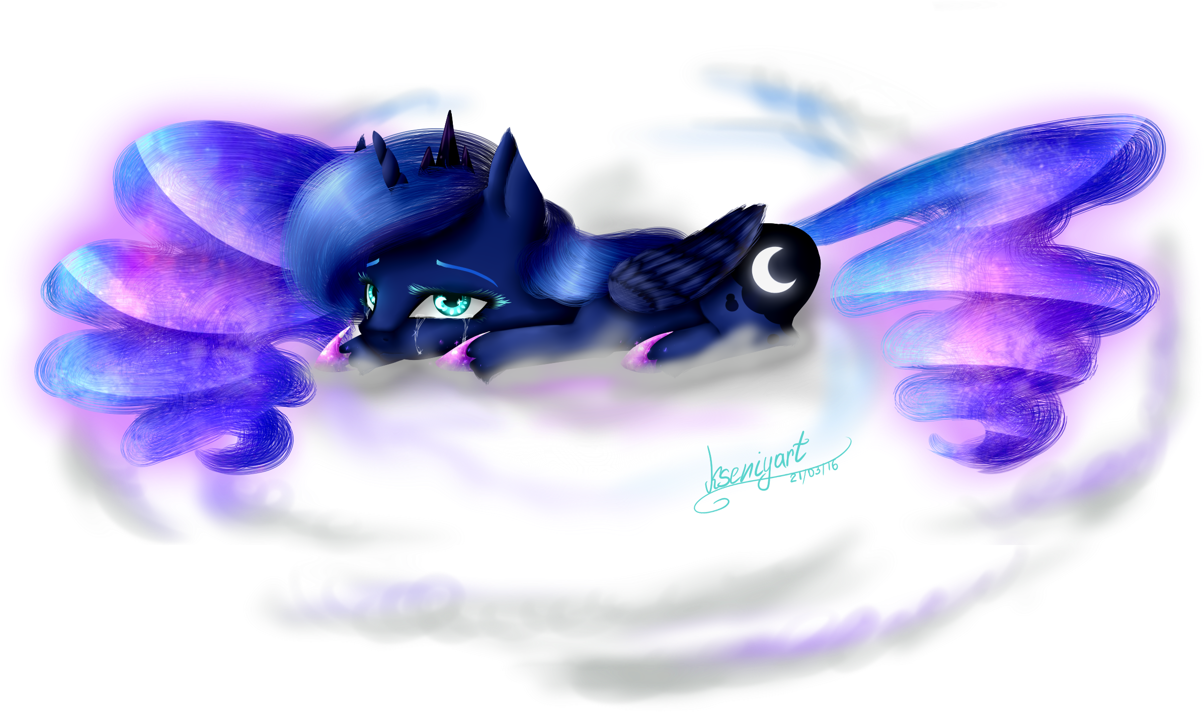 Mlp Sad Chibi Luna By Kseniyart - Cute Mlp Chibi Styles (2472x1520), Png Download