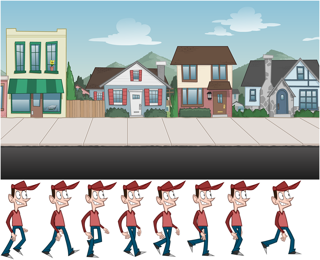 Tutorial Using Sprite Sheets In Melonjs - Capguy Walk (1028x837), Png Download