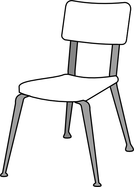 White Classroom Chair Clip Art At Clker - Chair Clipart Black And White (432x599), Png Download