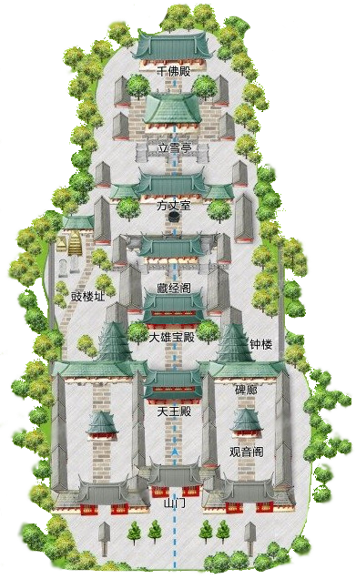 Shaolin Temple Layout Plan - Pagoda (391x636), Png Download