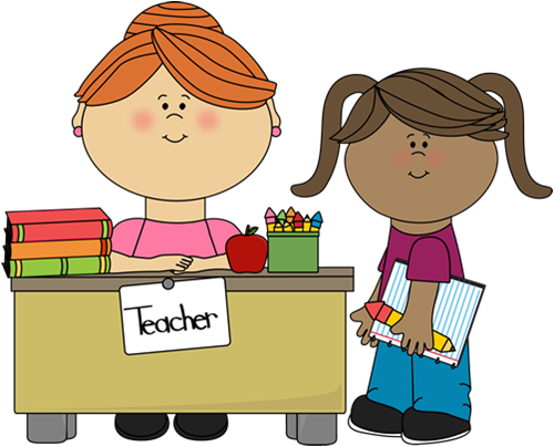 Teaching Assistant Clipart - Student And Teacher Clipart (500x404), Png Download