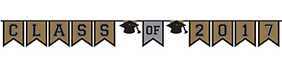 Gold/silver/black Grad Class Of 2017 Pennant Banner (400x544), Png Download