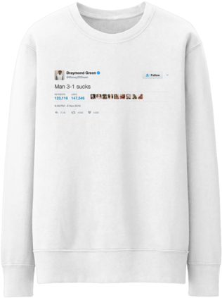 Draymond Green Man 3 1 Sucks Crewneck Sweater - November Is Over Shirt Tyler The Creator White (441x480), Png Download