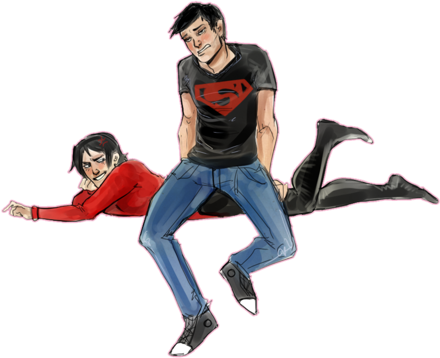 Dc Comics/ Tim Drake And Kon-el - Cartoon (900x718), Png Download