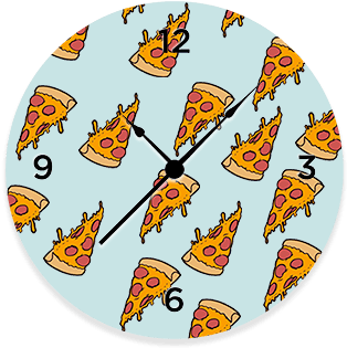 Pizza Emoji Patter Round Wall Clock - Pizza (360x360), Png Download