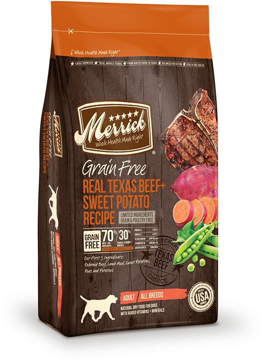 Grain Free Real Texas Beef Sweet Potato Recipe - Merrick Grain Free Real Lamb Sweet Potato Recipe Dry (650x748), Png Download