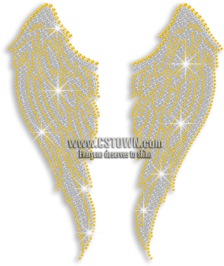 Bling Gold Wings Iron-on Rhinestone Transfer - Iron On Rhinestone Transfer (450x450), Png Download