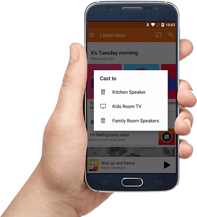 Play Music Everywhere With Multi-room - Cell Phone Chromecast Png (405x528), Png Download
