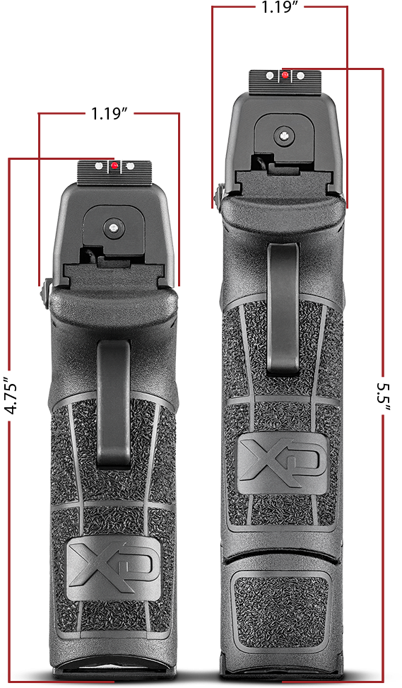 Rear Dimensions 2b - Springfield Xds Vs Mod 2 (569x973), Png Download