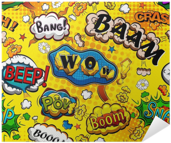 Comic Speech Bubbles Seamless Pattern With Yellow Background - Blank Comic Book [book] (400x400), Png Download