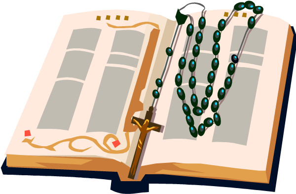 Catholic Rosary Coloring Pages Clipart - Rosary And Bible Clipart (600x399), Png Download