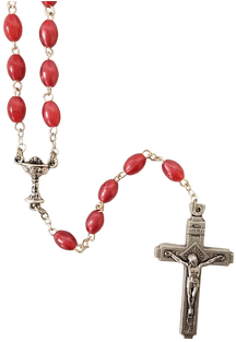 First Communion Rosary Oval Fuschia Pink Beads Chalice - Bead (350x350), Png Download