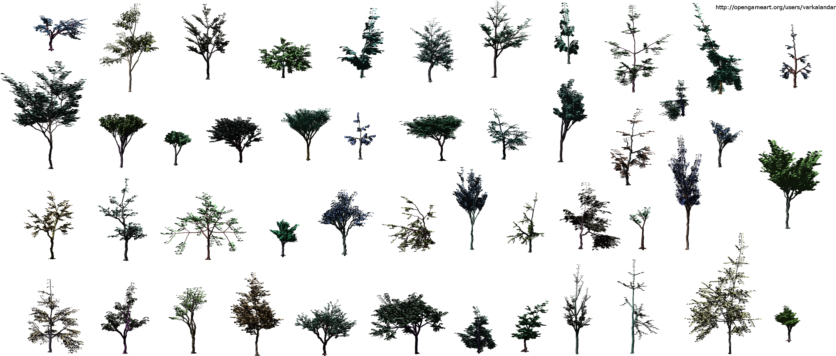 Hjm Small Trees Sideview Alpha - Tree Png Side View (2800x1400), Png Download
