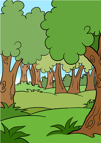 Cartoon Forest Png - Cartoon Drawing Of A Forest (678x600), Png Download