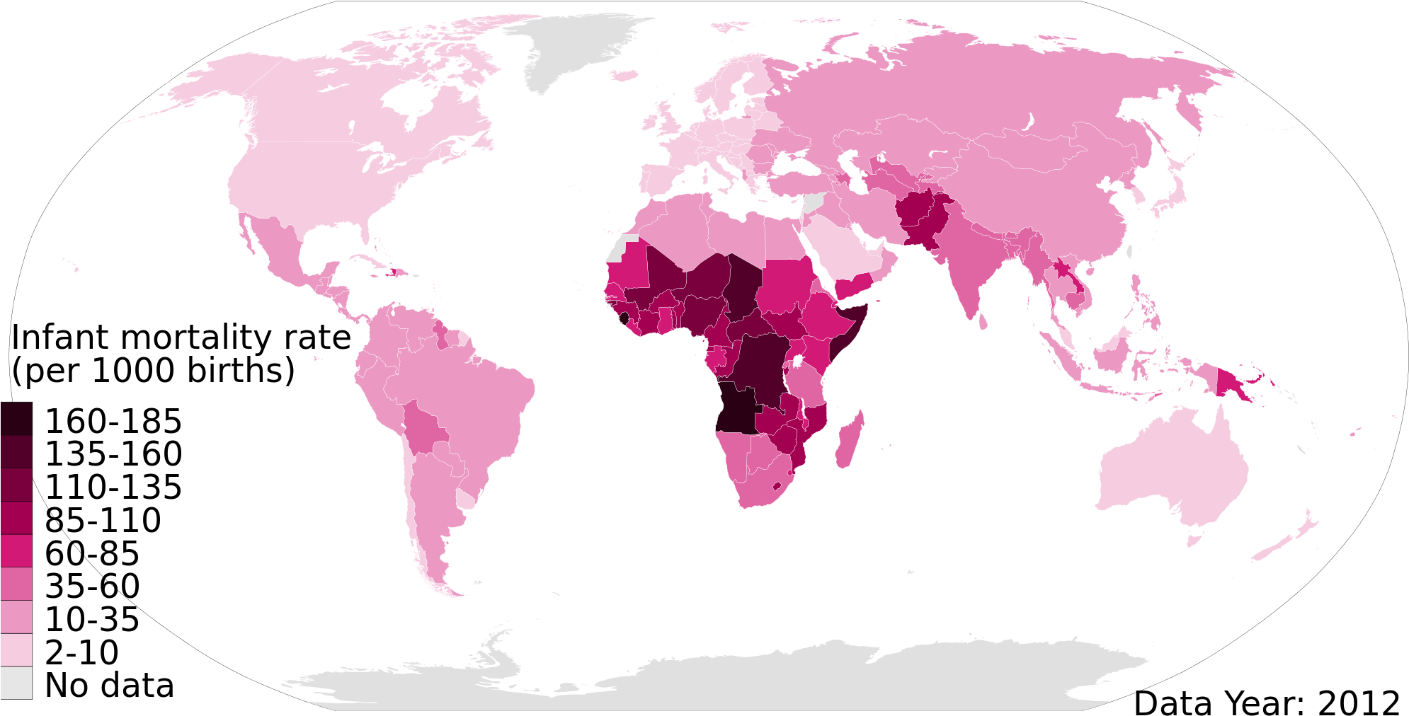 2012 Infant Mortality Rate Per 1000 Live Births, Under-5, - Infant Mortality Rate World (2000x1027), Png Download