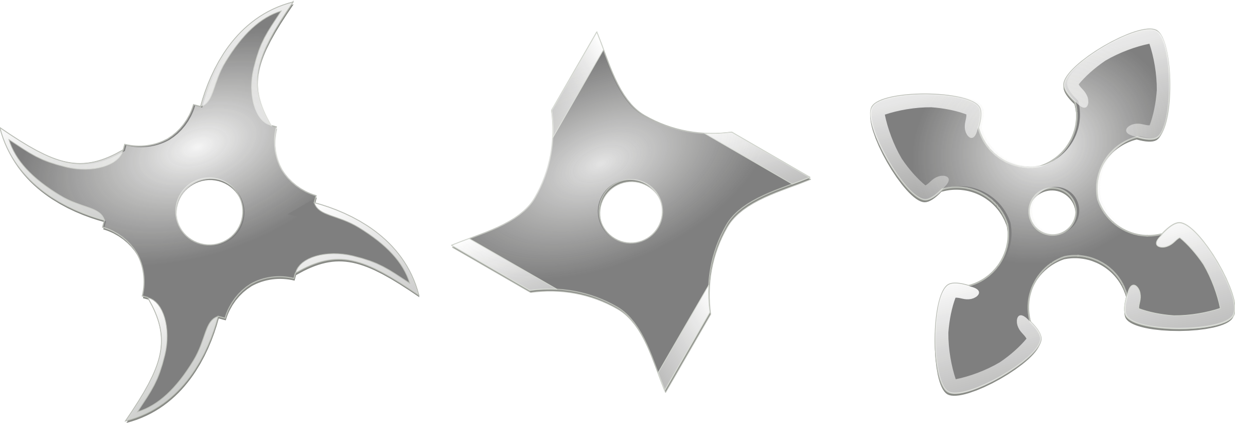 This Free Icons Png Design Of Silver Shurikens (2400x822), Png Download