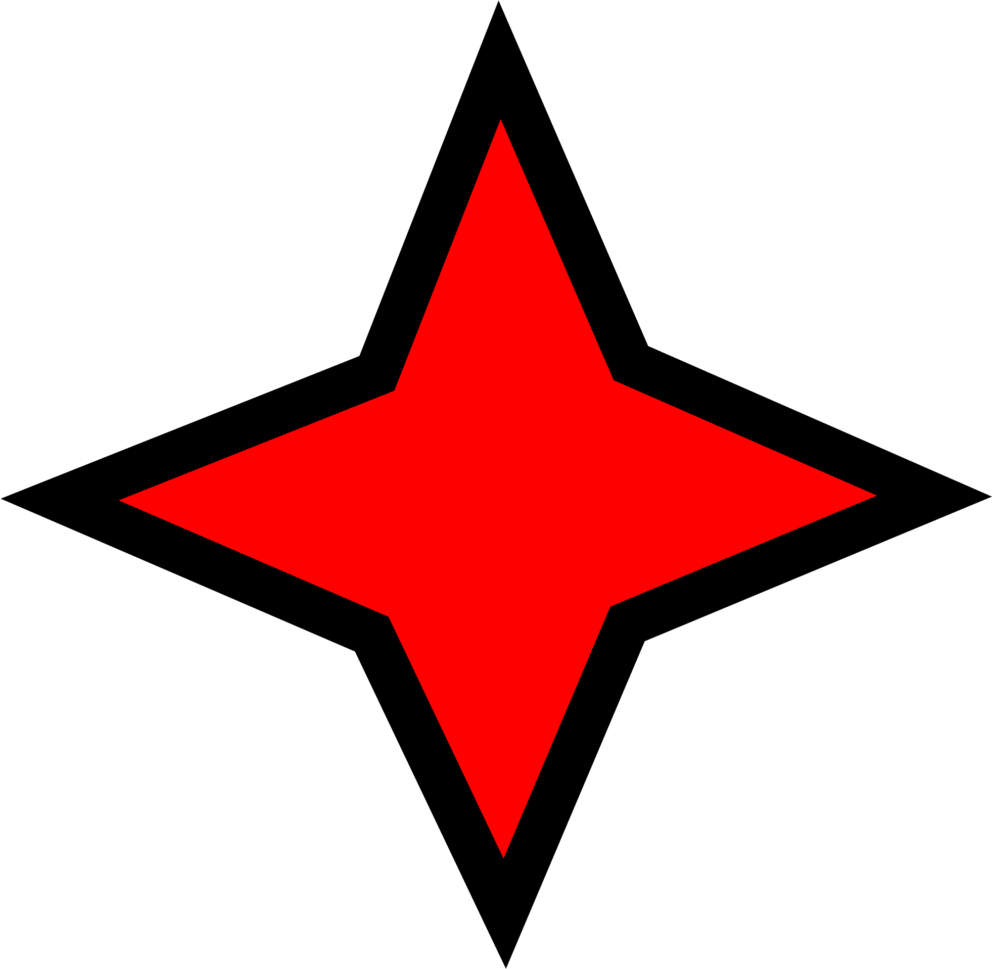 Open - Red Four Pointed Star (2000x1976), Png Download