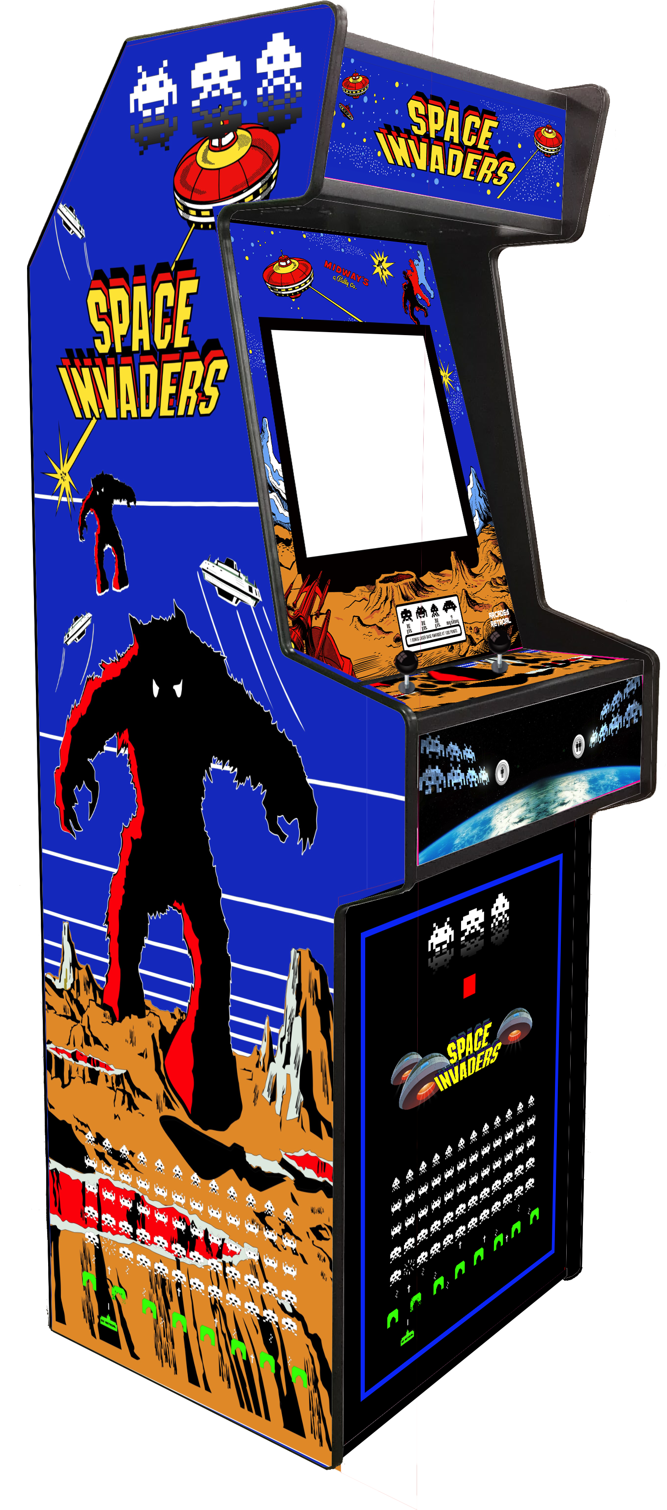 Arcade Retroone Edición Space Invaders - Space Invaders Arcade Png (1399x3098), Png Download