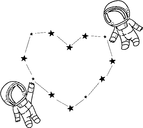 Download Dibujo De Amor En El Espacio Para Colorear - Dibujos De Dos  Astronautas PNG Image with No Background 