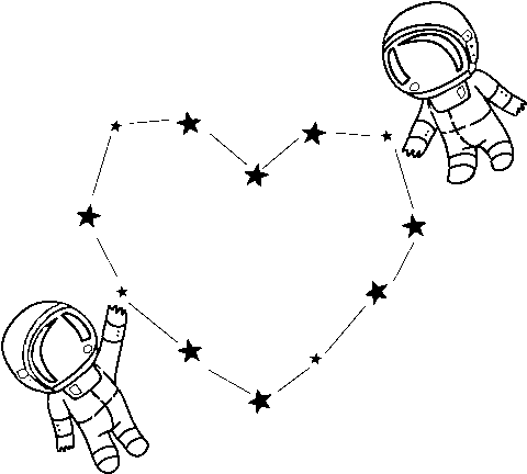 Dibujo De Amor En El Espacio Para Colorear - Dibujos De Dos Astronautas (600x470), Png Download