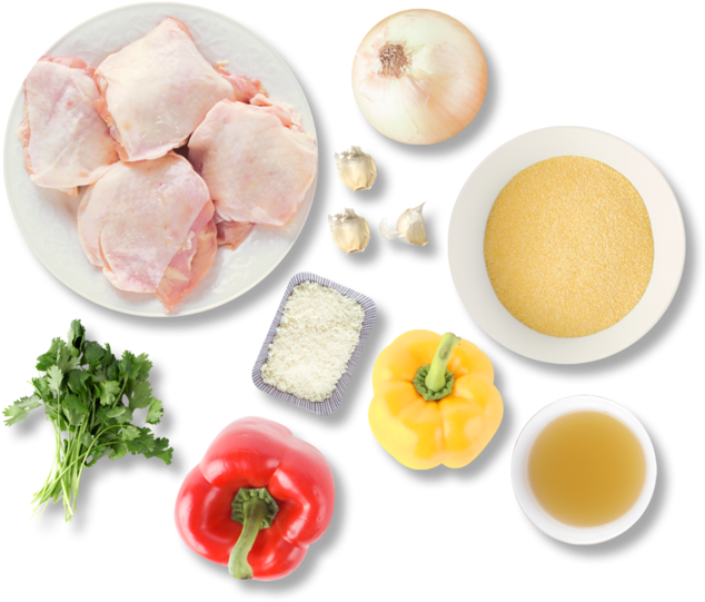 Braised Chicken Thighs With Caramelized Peppers & Onion - Onion Top View Png (700x634), Png Download