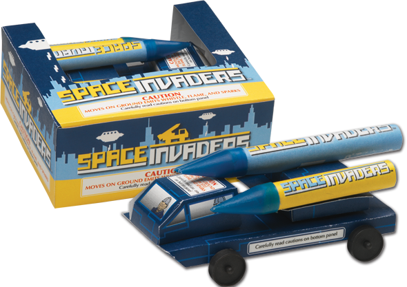 Moves - Space Invader Firework (590x417), Png Download