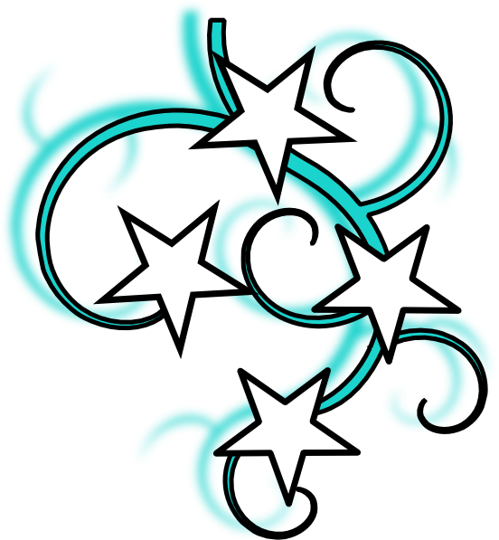 Decorative Swirl Dark Teal Clip Art At Clker - Clipart Black And White Swirl Star (552x597), Png Download
