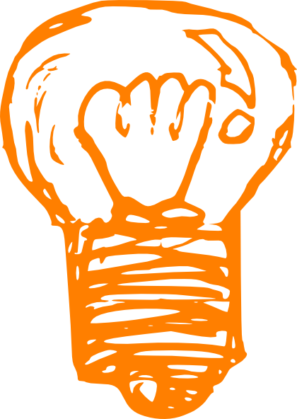 Orange Light Bulb Clip Art - Lamp Png Drawing (420x592), Png Download
