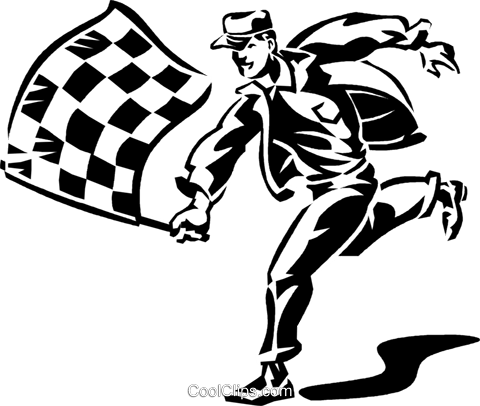 Man With A Checkered Flag Royalty Free Vector Clip - Bandiera A Scacchi Vettoriale (480x406), Png Download