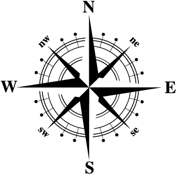 Nautical Compass Png Graphic - Black And White Compass (350x350), Png Download