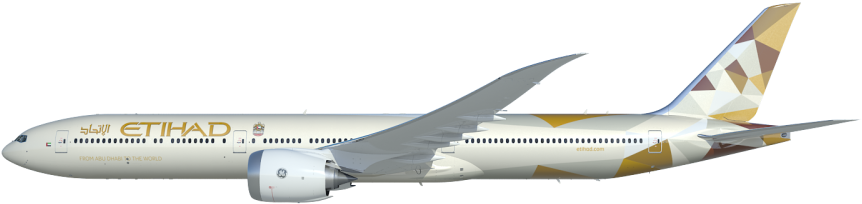 The 777x Is Boeing's Newest Family Of Twin Aisle Airplanes - Etihad Airways Boeing 777x (1000x445), Png Download