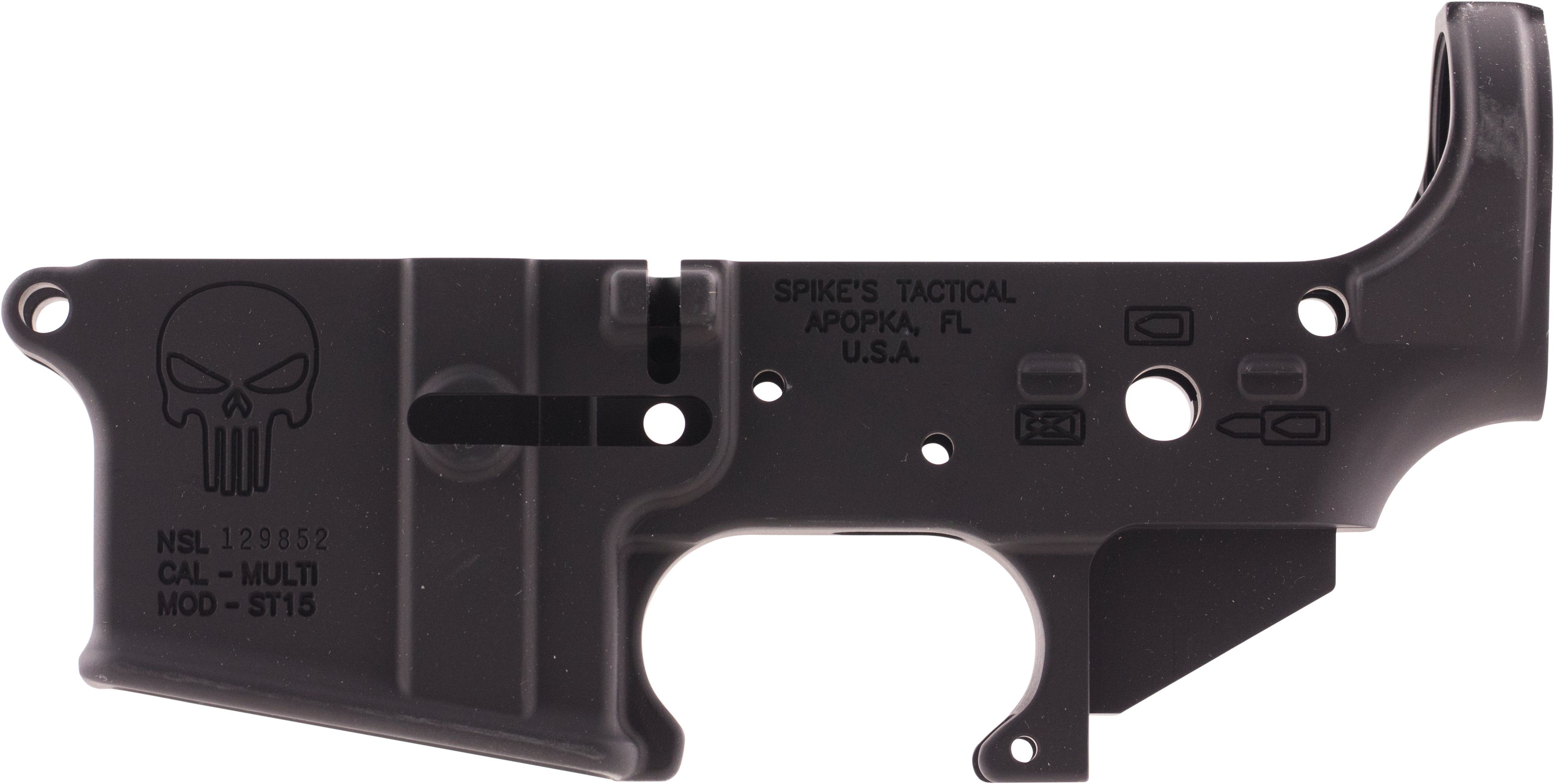 Spikes Stls015 Stripped Lower Punisher Ar 15 Multi - Aero Precision M4e1 Lower (4389x2282), Png Download