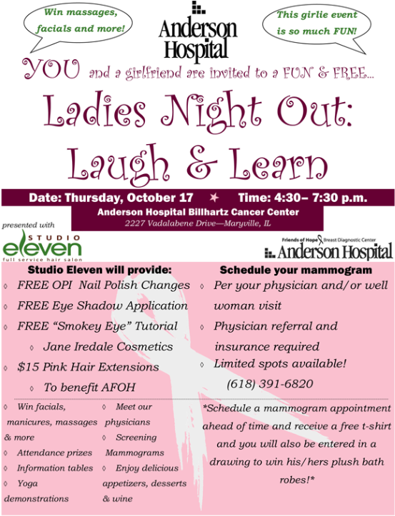 Join Us For Ladies Night Out At Anderson Hospital Billhartz - Shell Federal Credit Union (572x748), Png Download