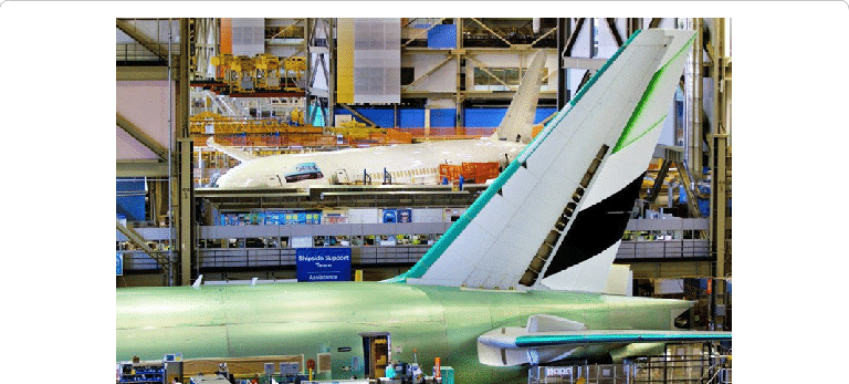 Assembly Of Vertical Stabilizer Of Boeing 777 Aircraft - 777x Assembly (768x347), Png Download