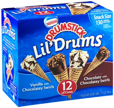 Nestlé Drumstick Lil' Drums Frozen Dairy Dessert Cones (400x400), Png Download