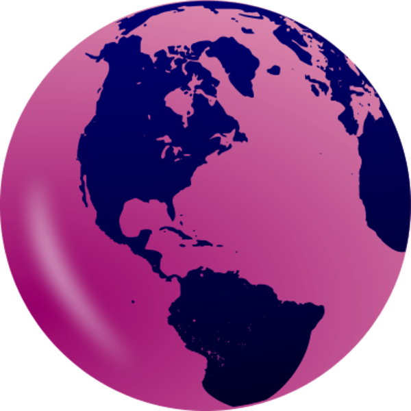 Earth Clipart Purple - Transparent Background World Globe (600x600), Png Download