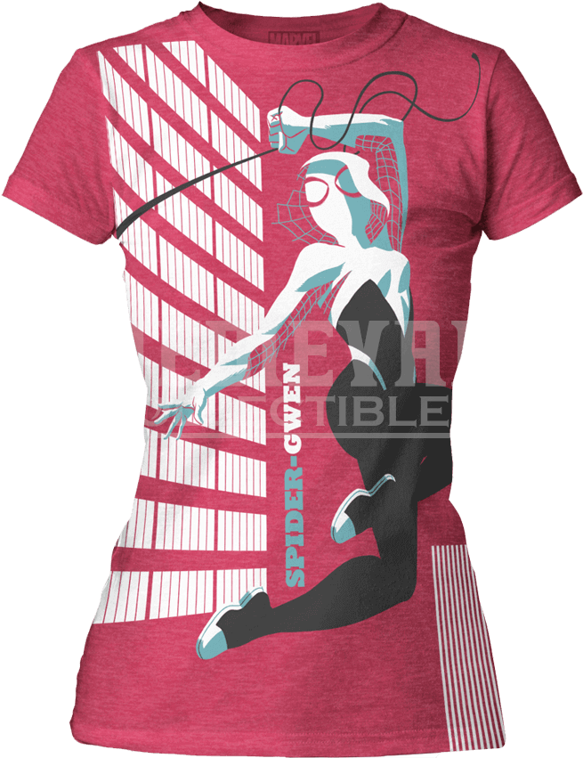 Womens Spider Gwen Michael Cho T Shirt - Baby-tee-spiderman-spider-gwen-cho-pink (850x850), Png Download