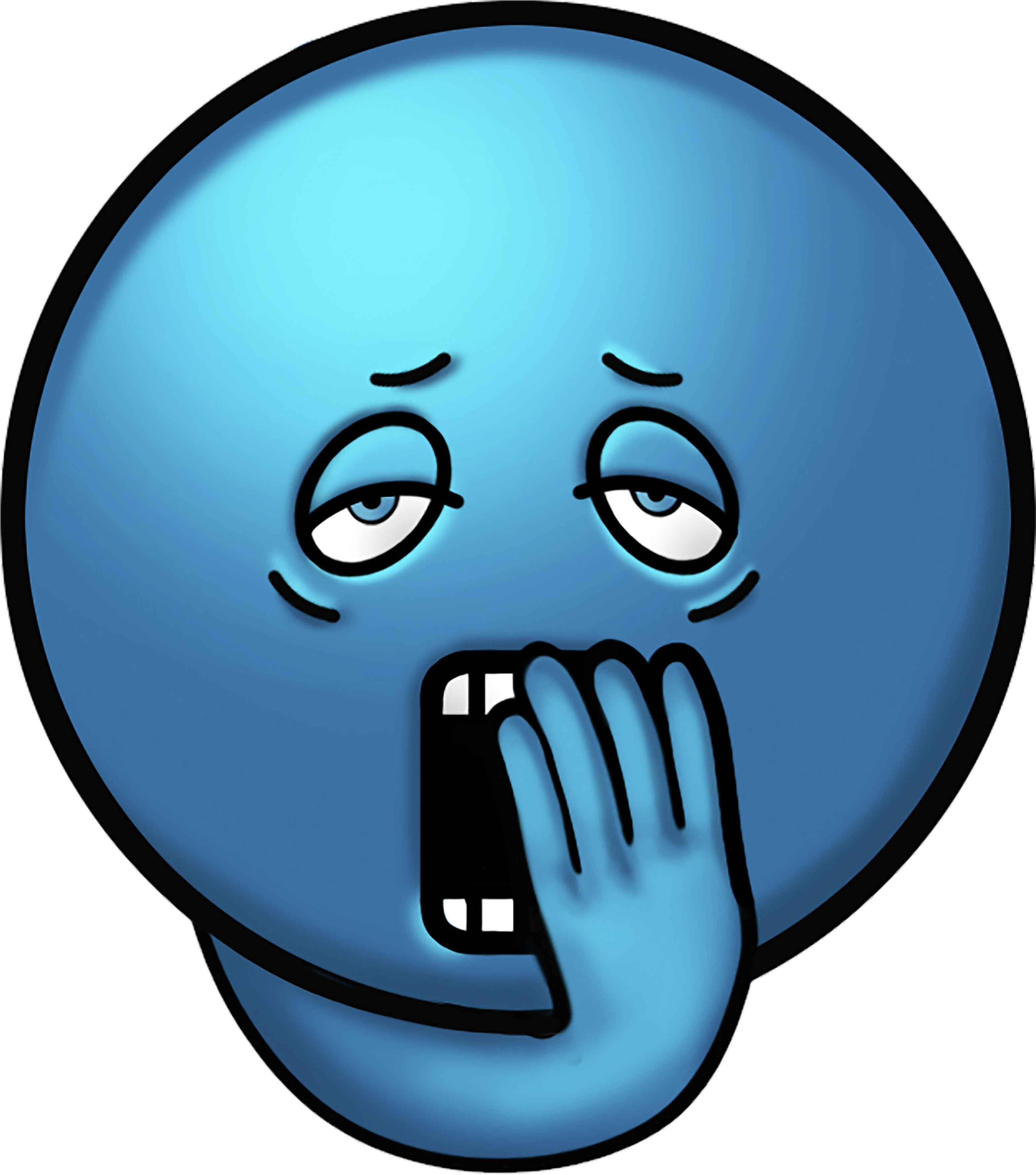 Tired Emoji Icon Png Source - Blue Emoji Tired (3600x3605), Png Download