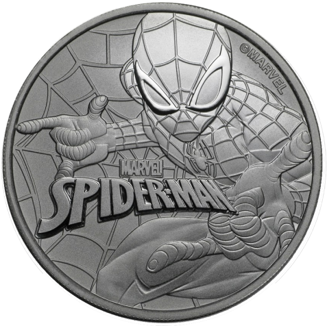 Marvel Comics Spider Man 1 Oz - Tuvalu Spider-man 1 Oz One Dollar Silver Coin Gem Bu (500x500), Png Download