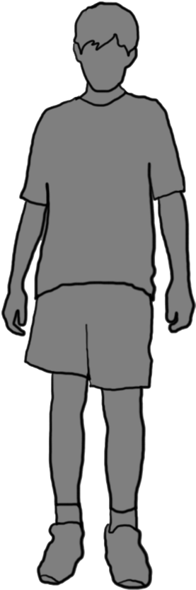 Silhouette Of Boy Black - Grey Silhouette Child (318x866), Png Download