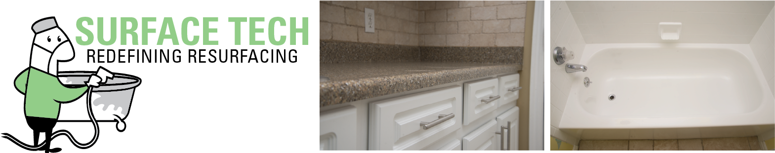 Kitchen And Bathroom Remodeling At A Fraction Of The - Surface Tech (1586x393), Png Download