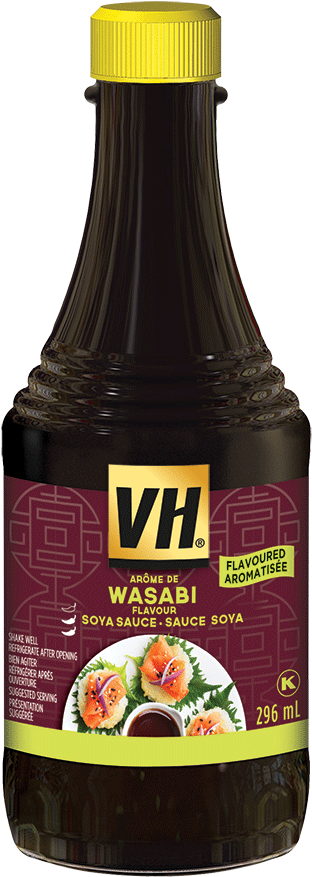 Vh Wasabi Soya Sauce 296ml Logo - Vh Sauces Vh General Tao Stir Fry Sauce (600x1138), Png Download