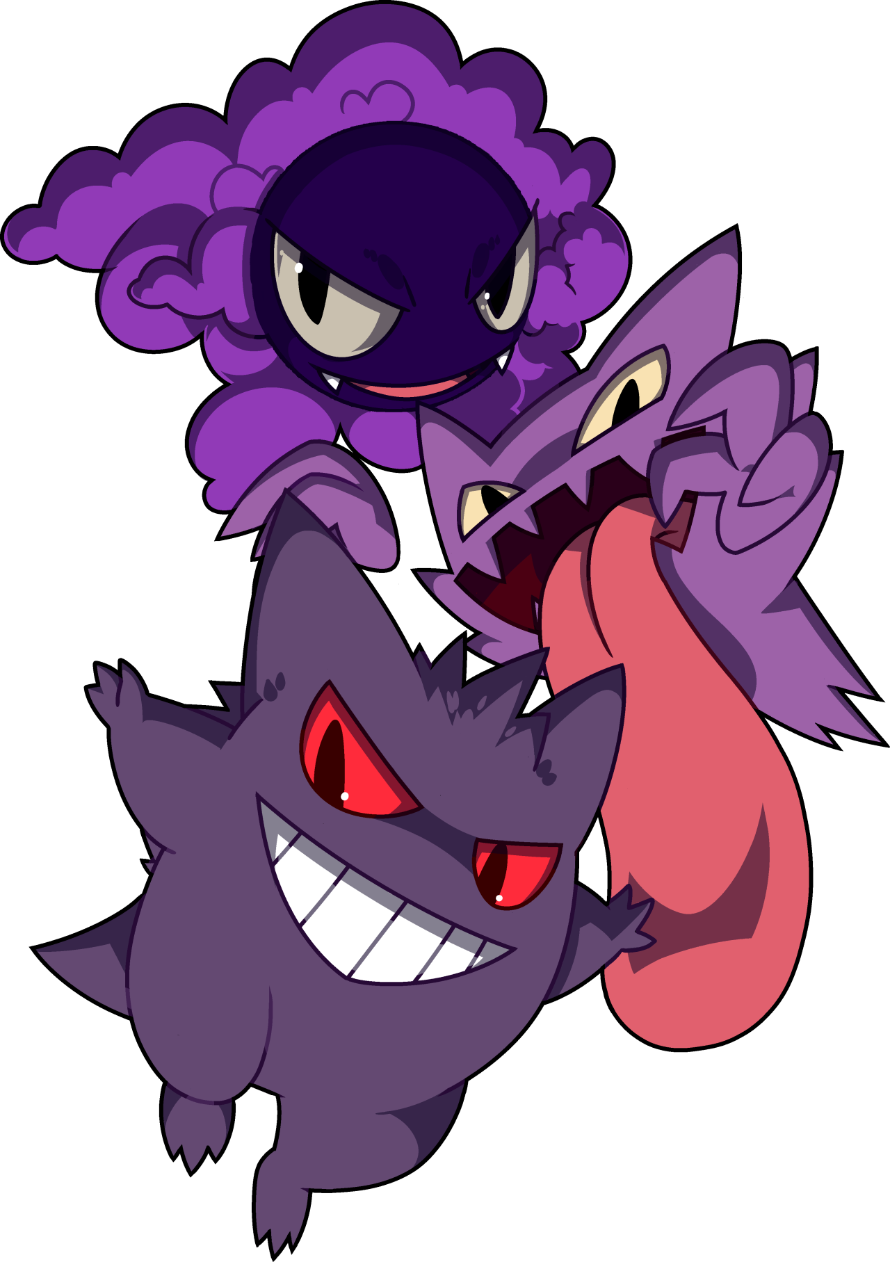 Gastly, Haunter, And Gengar - Gastly (1280x1815), Png Download