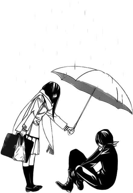 Yato And Hiyori Umbrella (500x691), Png Download