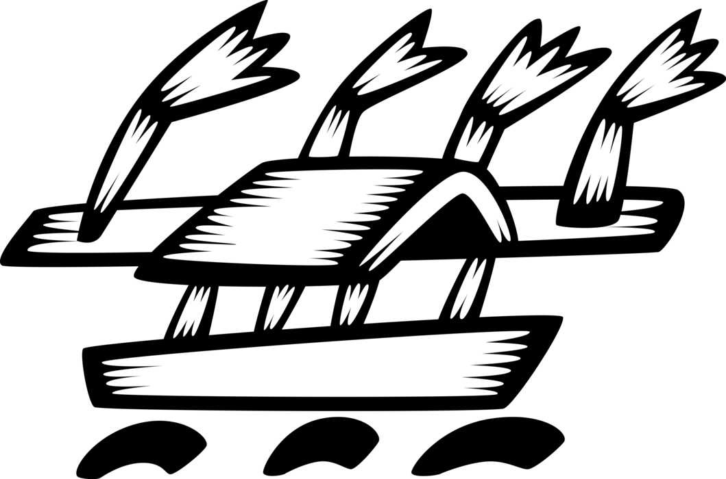 Vector Illustration Of Traditional Fishing Boat With (1059x700), Png Download