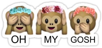 Tumblr Png Emoji Singe - Hear See Speak No Evil Emoji (375x360), Png Download