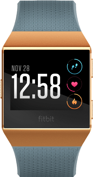 Fitbit Ionic Slate Blue Burnt Orange (611x726), Png Download