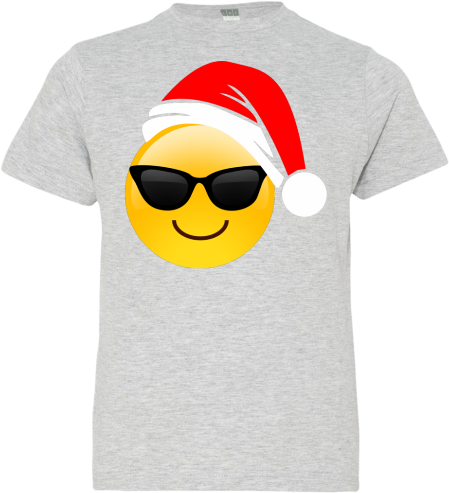 Emoji Christmas Shirt Cool Sunglasses Santa Hat Family - Cool Shades Emoji Emoticon Bucket Bag (1024x1024), Png Download