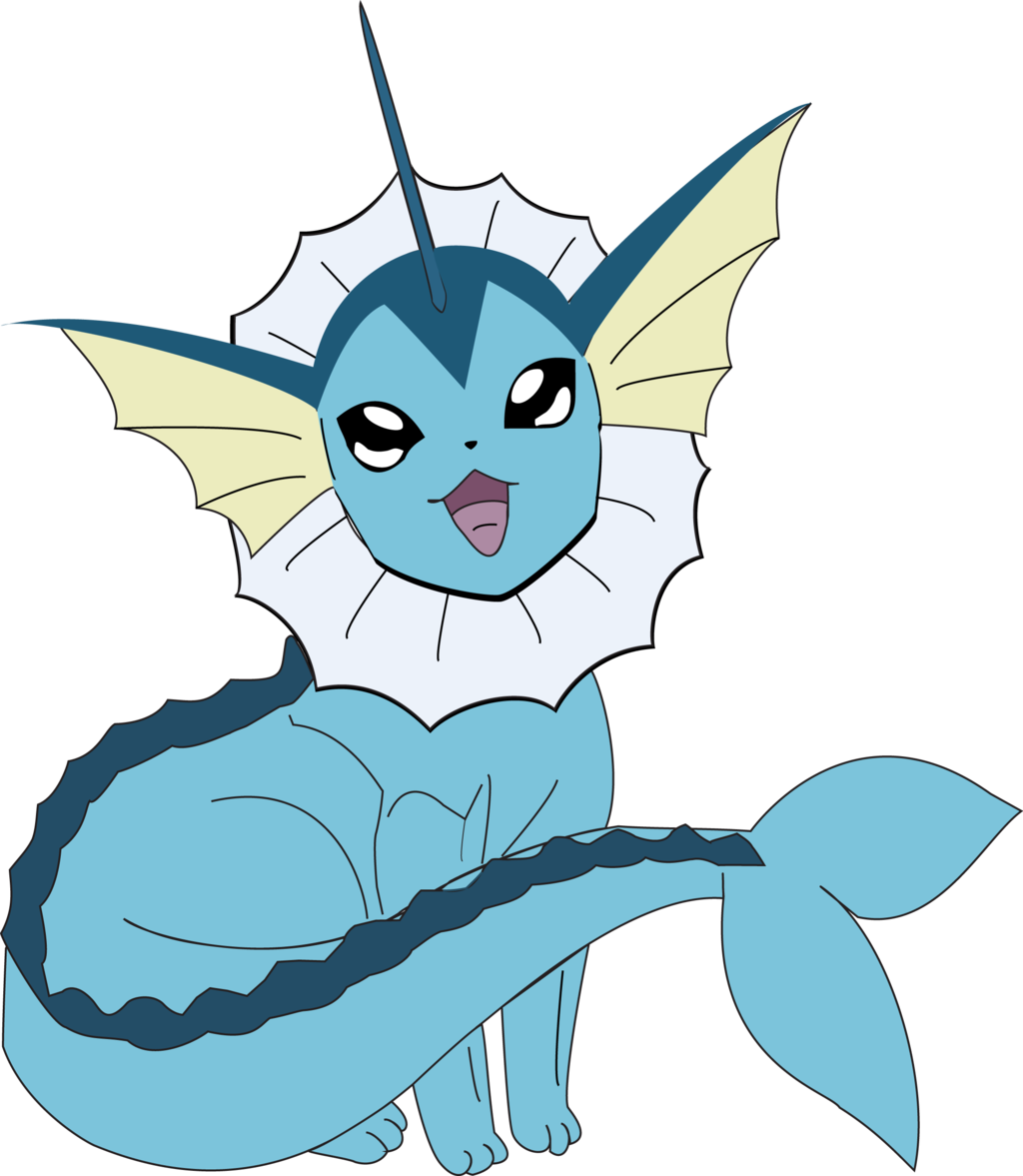 Vector Transparent Library Vaporeon Illustrator Drawing - Pokemon Flareon And Vaporeon (834x959), Png Download